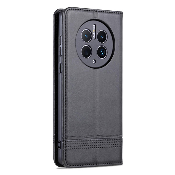 For Huawei Mate 50 Pro AZNS Magnetic Calf Texture Flip Leatherette Phone Case(Black)