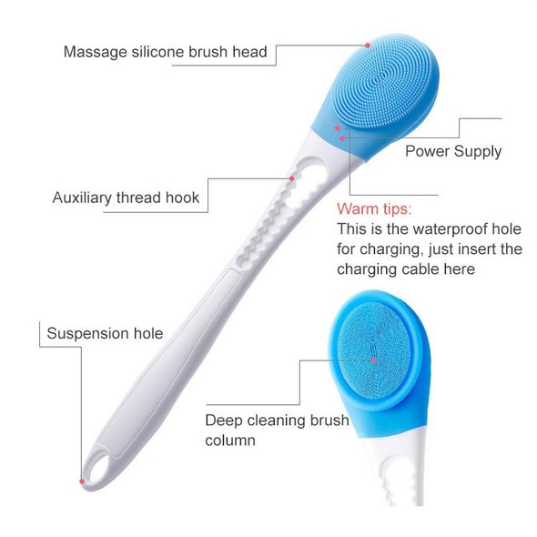 Electric Adjustable Bath SPA Massage Rub Bath Full Automatic Bath Rub Back Rrush Long Handle Bath Brush, SIZE:45.8cmx8.5cmx4cm(Pink)