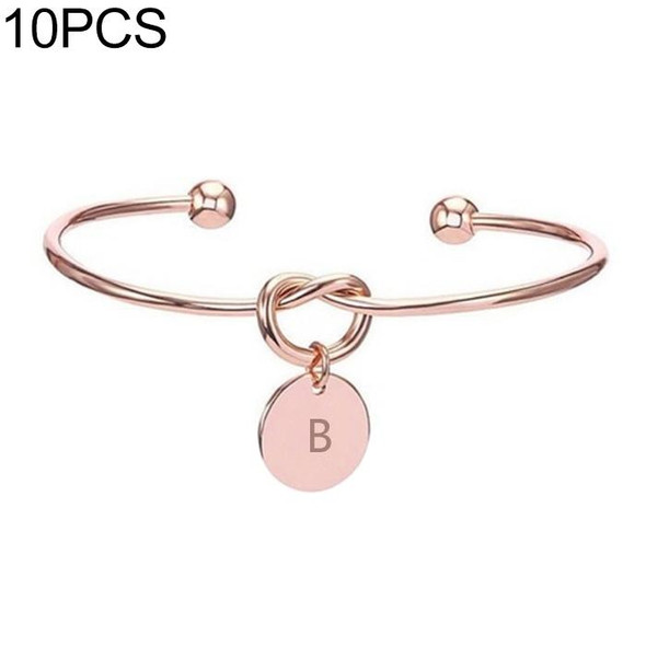 10 PCS Alloy Letter Bracelet Snake Chain Charm Bracelets(Rose Gold)