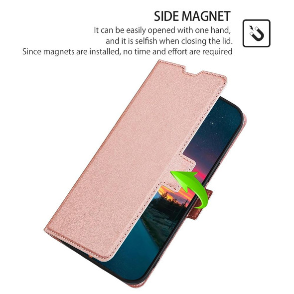 For vivo iQOO Neo7 Ultra-thin Voltage Side Buckle Horizontal Flip Leatherette Phone Case(Rose Gold)