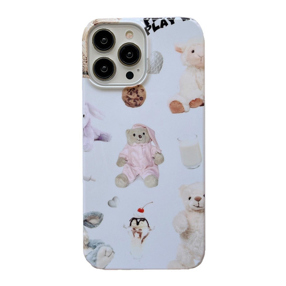 For iPhone 11 Pro Max Cartoon Film Craft Hard PC Phone Case(Stuffed Bear)