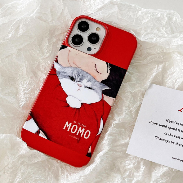 For iPhone 12 Cartoon Film Craft Hard PC Phone Case(Cat)