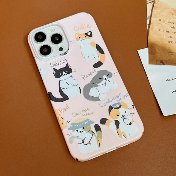 For iPhone 13 Pro Max Cartoon Film Craft Hard PC Phone Case(Three Cute Cats)