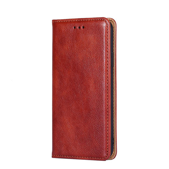 For ZTE Blade A52 Lite Gloss Oil Solid Color Magnetic Leather Phone Case(Brown)