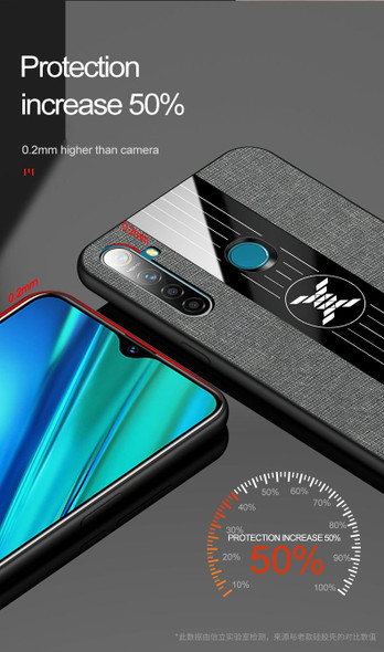 For OPPO Realme Q XINLI Stitching Cloth Textue Shockproof TPU Protective Case(Gray)