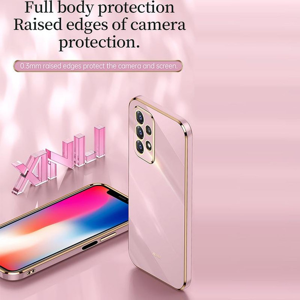 For Samsung Galaxy A52 5G XINLI Straight 6D Plating Gold Edge TPU Shockproof Case(Pink)