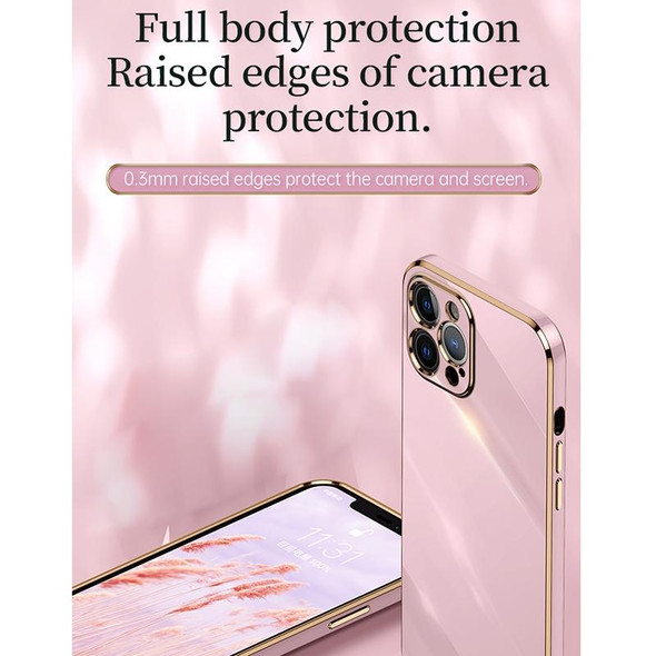 For iPhone 12 Pro Max XINLI Straight 6D Plating Gold Edge TPU Shockproof Case(Celestial Blue)