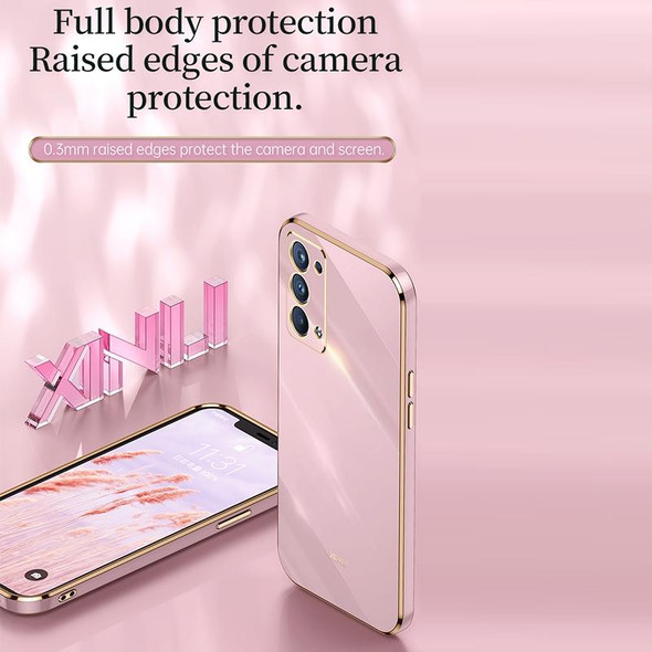For OPPO Reno6 Pro+ 5G XINLI Straight 6D Plating Gold Edge TPU Shockproof Case(Cherry Purple)