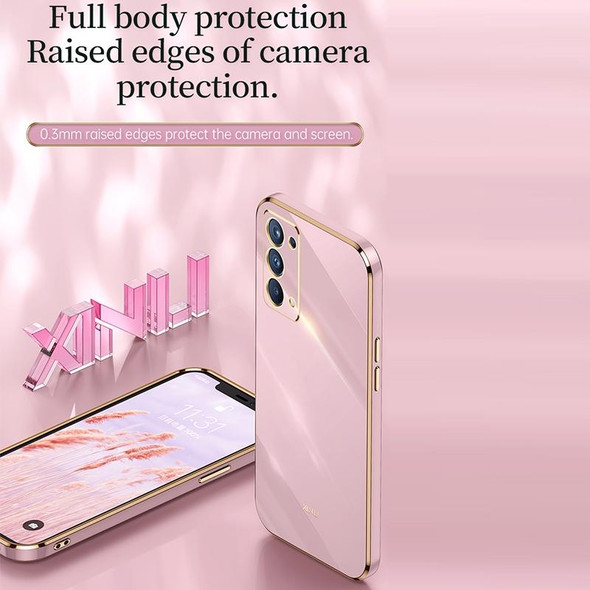 For OPPO Reno5 Pro XINLI Straight 6D Plating Gold Edge TPU Shockproof Case(Mint Green)