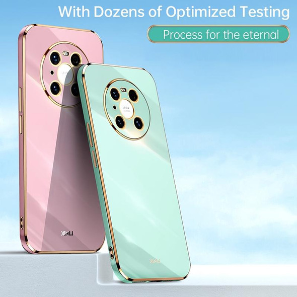 For Huawei Mate 40 Pro XINLI Straight 6D Plating Gold Edge TPU Shockproof Case(Mint Green)