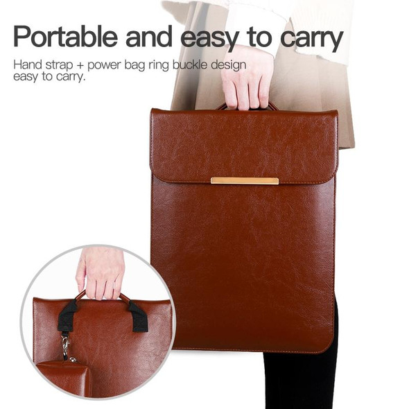 13.3 inch Laptop 2 in 1 PU Leatherette Sleeve Liner Bag with Mouse Storage Bag