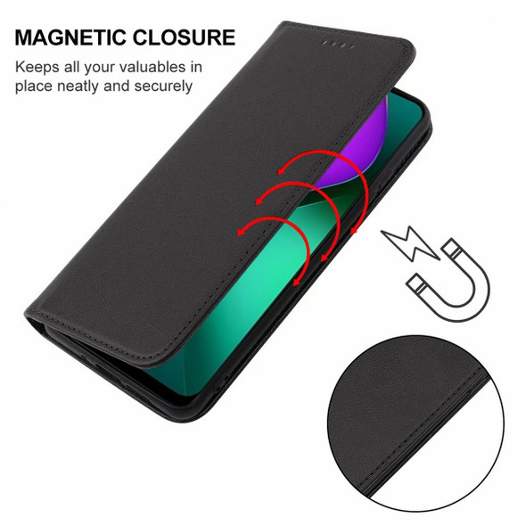 For Infinix Hot 10 Play/Smart 5 India Magnetic Closure Leatherette Phone Case(Black)
