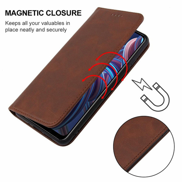 For ZTE Blade A72 2022 Magnetic Closure Leather Phone Case(Brown)