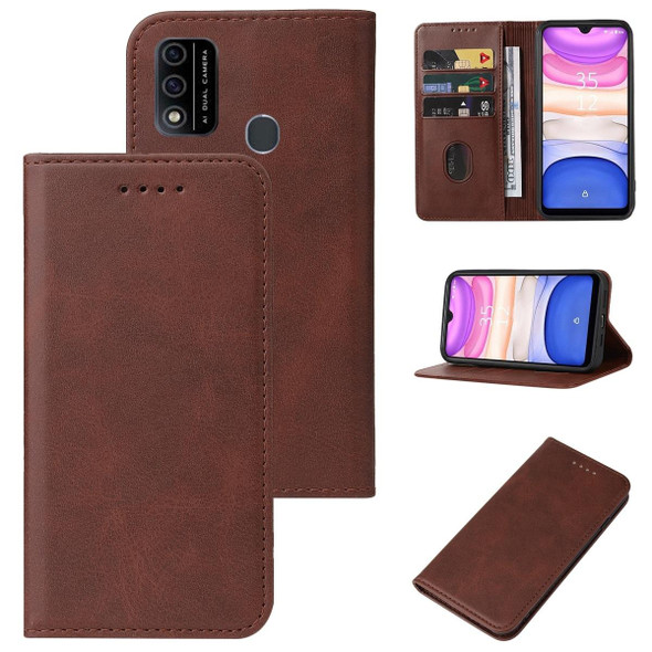 For Infinix Itel A48/L6006 Magnetic Closure Leatherette Phone Case(Brown)