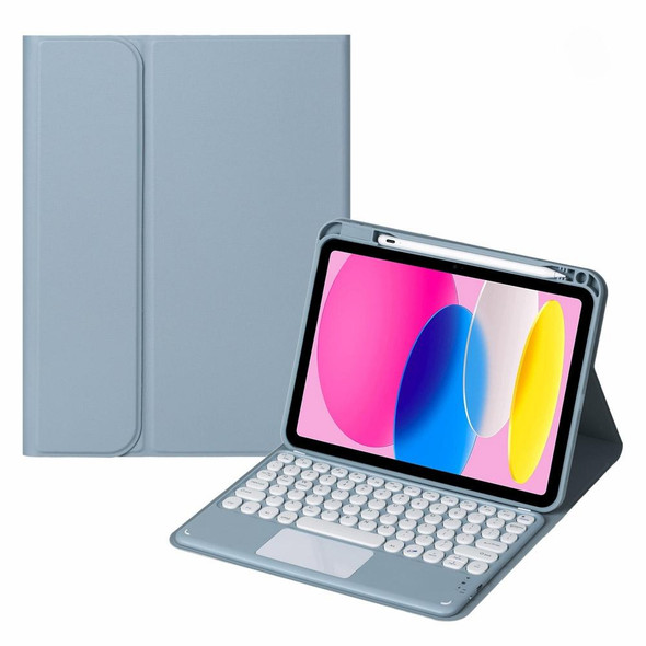 For iPad 10th Gen 10.9 2022 SA-10C Bluetooth Touch Keyboard Leatherette Tablet Case with Pen Slot(Blue)