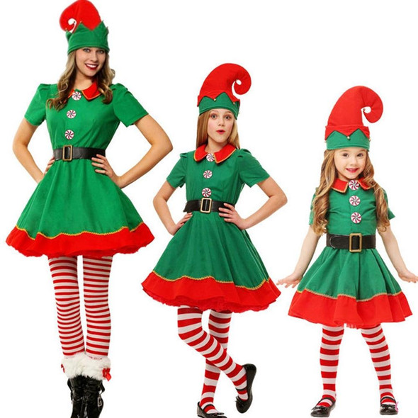 Christmas Green Elf Cosplay Costume Chris Santa Claus Costume Set, Size: 130cm(Female)