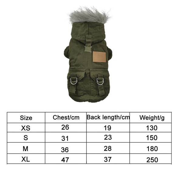 Thick Dog Clothes Pet Fur Vollar Hood Autumn Winter Cotton Coat, Color: Khaki(XL)