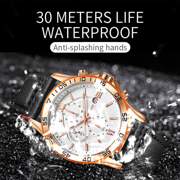 OCHSTIN 6068A Multifunctional Quartz Waterproof Luminous Men Watch(Silver+Coffee)