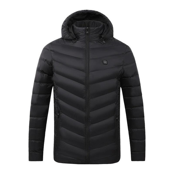 4 Zone Black  USB Winter Electric Heated Jacket Warm Thermal Jacket, Size: M