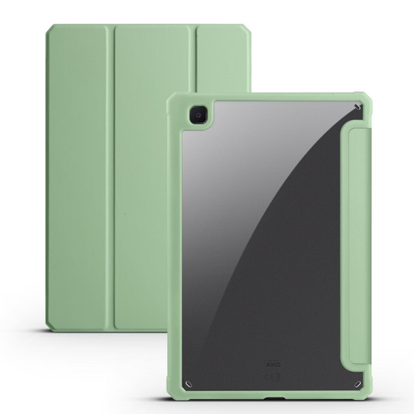 For Samsung Galaxy Tab S6 Lite 2020/2022 Acrylic 3-folding Smart Leatherette Tablet Case(Green)