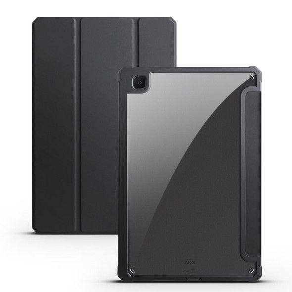 For Samsung Galaxy Tab S6 Lite 2020/2022 Acrylic 3-folding Smart Leatherette Tablet Case(Black)