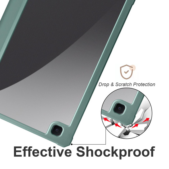 For Samsung Galaxy Tab S6 Lite 2020/2022 Acrylic 3-folding Smart Leatherette Tablet Case(Dark Green)