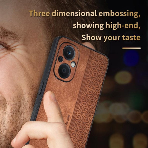 AZNS 3D Embossed Skin Feel Phone Case for OPPO A96 5G / F21 Pro 5G / Reno7 Z 5G / Reno7 Lite / OnePlus Nord N20 5G(Brown)