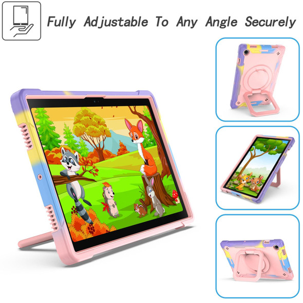 For Samsung Galaxy Tab A8 10.5 2021 Silicone + PC Bracelet Holder Tablet Case(Bright Rose Gold)