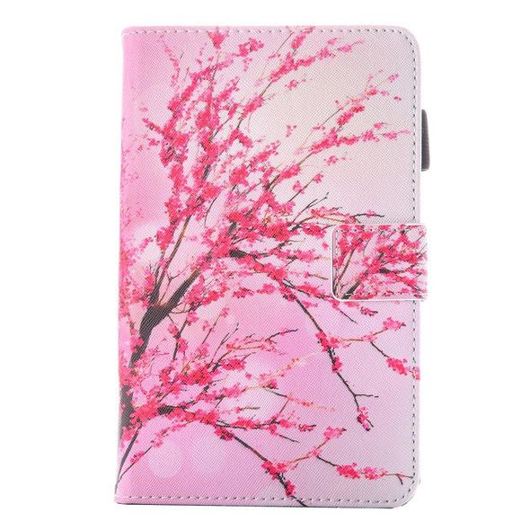 For Galaxy Tab A 7.0 (2016) / T280 Peach Blossom Pattern Horizontal Flip Leatherette Case with Holder & Card Slots & Pen Slot