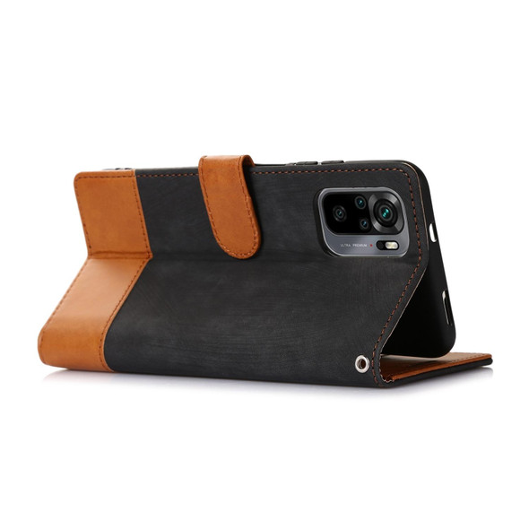 For Xiaomi Redmi Note 10 4G Splicing Leather Phone Case(Black)