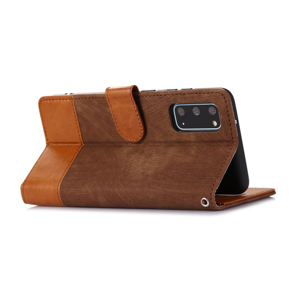 For Samsung Galaxy S20 Splicing Leatherette Phone Case(Brown)