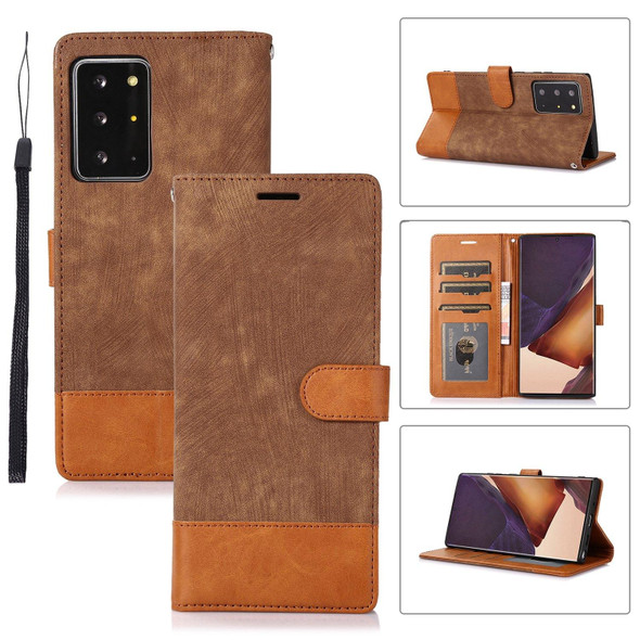 For Samsung Galaxy Note20 Ultra Splicing Leatherette Phone Case(Brown)