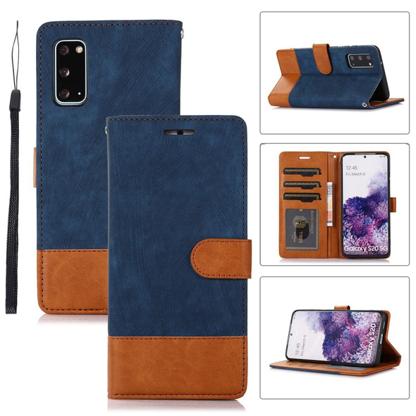 For Samsung Galaxy S20 Splicing Leatherette Phone Case(Dark Blue)