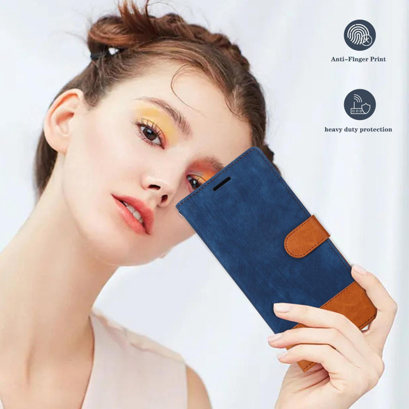 For Samsung Galaxy S21+ 5G Splicing Leatherette Phone Case(Dark Blue)