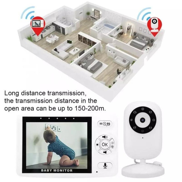 835P 3.5 inch Video Wireless Baby Monitor IR Night Vision Voice Security Camera(AU Plug)