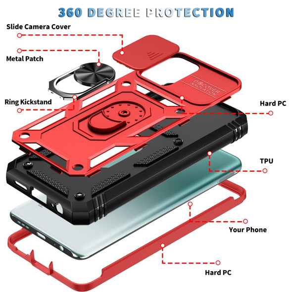 For Xiaomi Redmi Note 10 Sliding Camera Cover TPU + PC Phone Case(Red+Black)