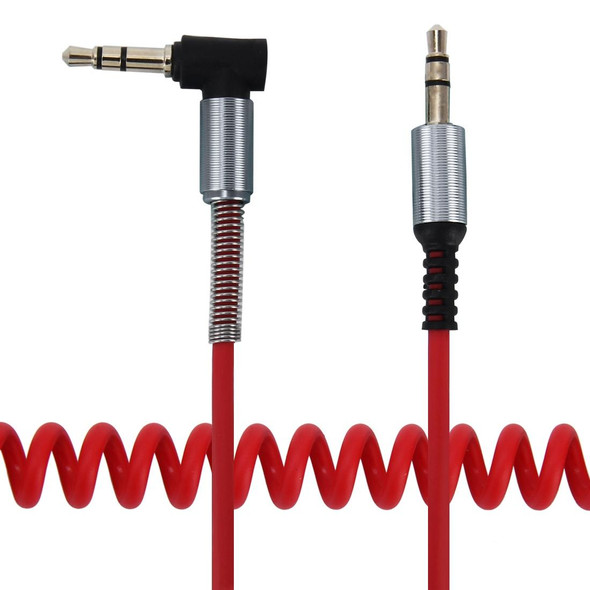 3.5mm 3-pole Male to Male Plug Audio AUX Retractable Coiled Cable, Length: 1.5m(Red)