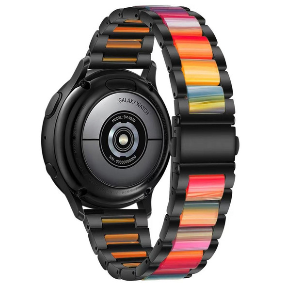 For Galaxy Watch 4 40 / 44mm Interbead Resin Metal Watch Band(Black Rainbow)