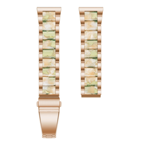 For Galaxy Watch 4 40 / 44mm Interbead Resin Metal Watch Band(Rose Gold Green)