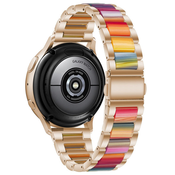 For Galaxy Watch 4 40 / 44mm Interbead Resin Metal Watch Band(Rose Gold Rainbow)