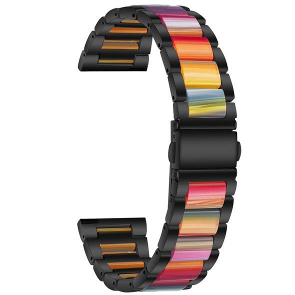 For Galaxy Watch 5 40 / 44mm Interbead Resin Metal Watch Band(Black Rainbow)