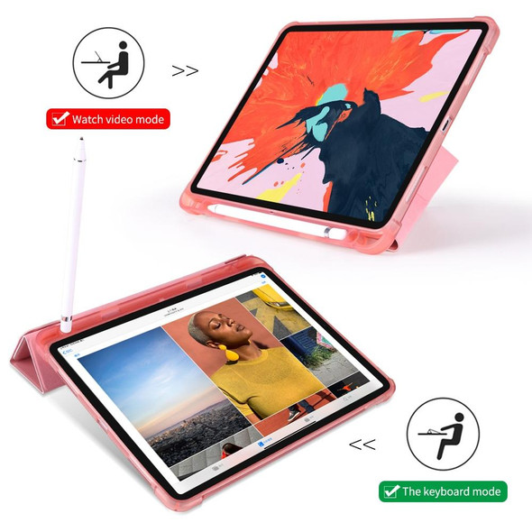 Multi-folding Shockproof TPU Protective Case for iPad Pro 11 inch (2018), with Holder & Pen Slot (Red)