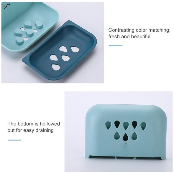 10 PCS Cloud Soap Box Toilet Creative Wall-mounted Bathroom Toilet Free Punch Double-layer Drain Rack(Light Blue)