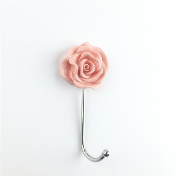 6 PCS Bathroom Non-perforated Rose Hook Non-marking Resin Adhesive Hook(Pink Rose )
