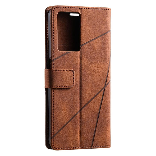 For OPPO A57 2022 Skin Feel Splicing Leatherette Phone Case(Brown)