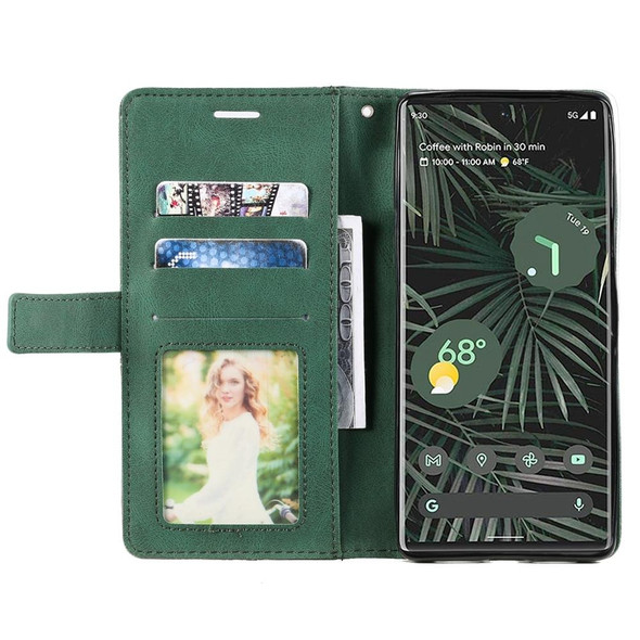 For Google Pixel 6a Skin Feel Splicing Leatherette Phone Case(Green)