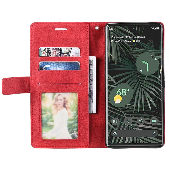 For Google Pixel 7 Skin Feel Splicing Leatherette Phone Case(Red)