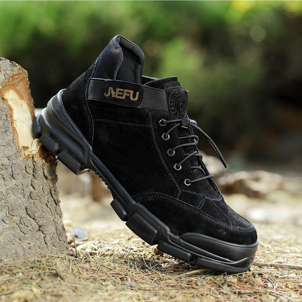 Jiefu Anti Smashing, Anti Piercing, Waterproof And Oil Resistant Electric Welding High Top Safety Shoes (Color:Black Size:46)