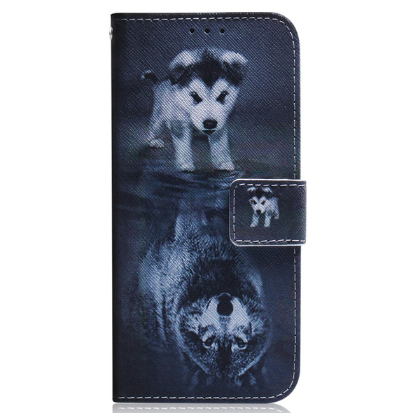 For Realme C33 Coloured Drawing Flip Leatherette Phone Case(Wolf and Dog)