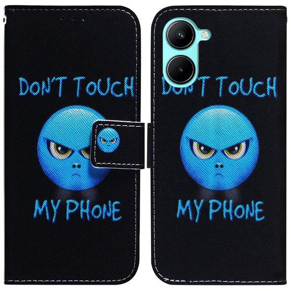 For Realme C33 Coloured Drawing Flip Leatherette Phone Case(Anger)